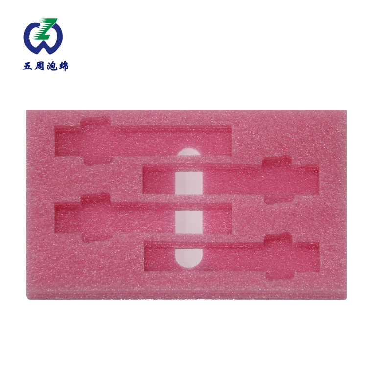 粉色異形定位珍珠棉內(nèi)襯：精密長軸件的精準(zhǔn)卡位方案